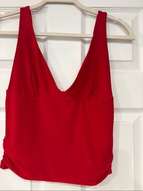 Red V-Neck Sleeveless cropped Tank Top
